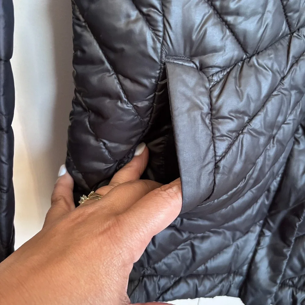 Columbia Girls Quilted Puffer Jacket L 14/16 Black Pink Hooded Lightweight